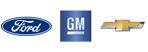 Automotive logos: Chevrolet, Ford, GM